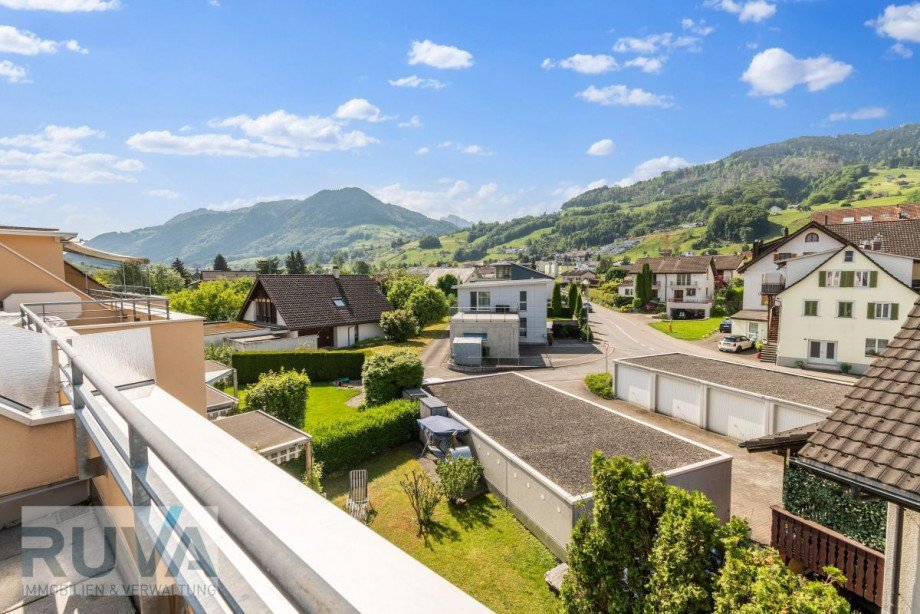 Aussicht von der Sonnenterrasse im DG 